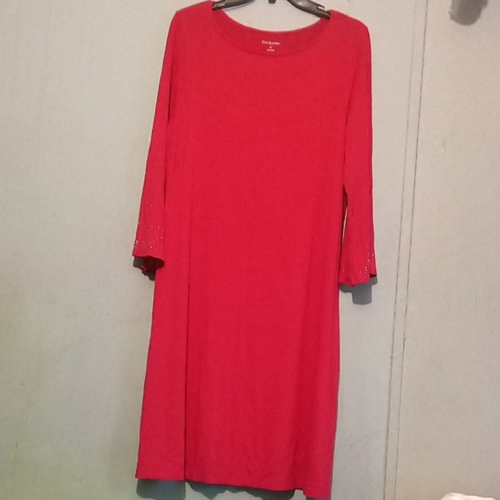 Kim Rogers Vibrant Red Long Sleeve Dress
